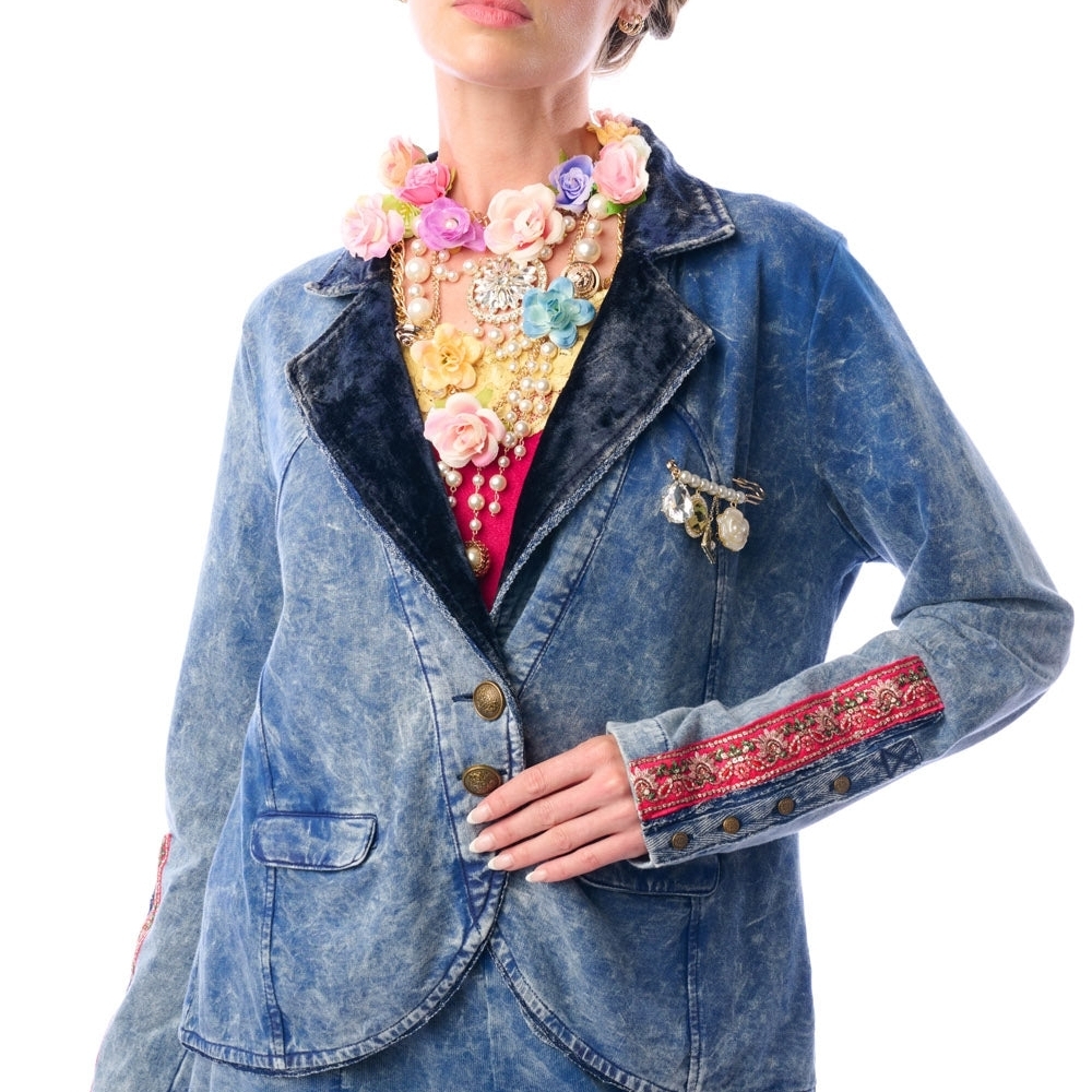 Aratta Colonel Jacket
 Blue Denim Jacket with Embellished Details